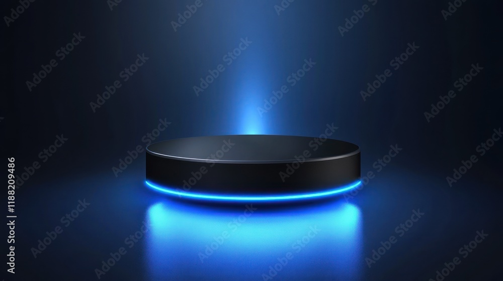 Poster Illuminated Black Circular Platform Display Stand