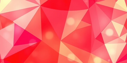 Obraz premium Abstract geometric background with warm red and yellow tones, featuring a mosaic of polygons with soft bokeh light effects