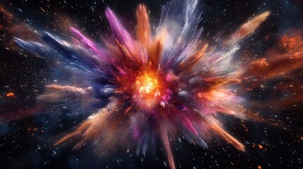 Fototapeta premium Cosmic Color Explosion: A vibrant burst of color in the vast expanse of space.