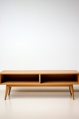 Minimalist wooden coffee table with open storage, perfect for modern living rooms and stylish decor.