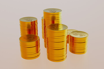 A stack of gold coins with the number 1 on the top