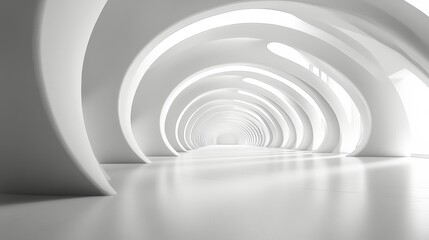Obraz premium Abstract white architecture, tunnel, corridor, interior, design, 3D render.