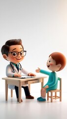 Child's health checkup with doctor clinic setting cartoon style friendly atmosphere