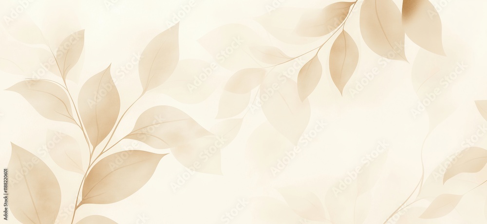 Poster elegant beige leaf pattern background with soft textures and subtle gradients, perfect for design pr