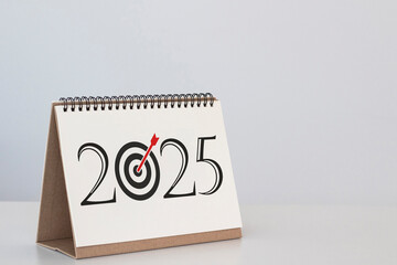2025 text on blank calendar. 2025 action plan concept