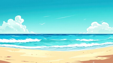 Idyllic Beach Scene with Blue Ocean and Sky