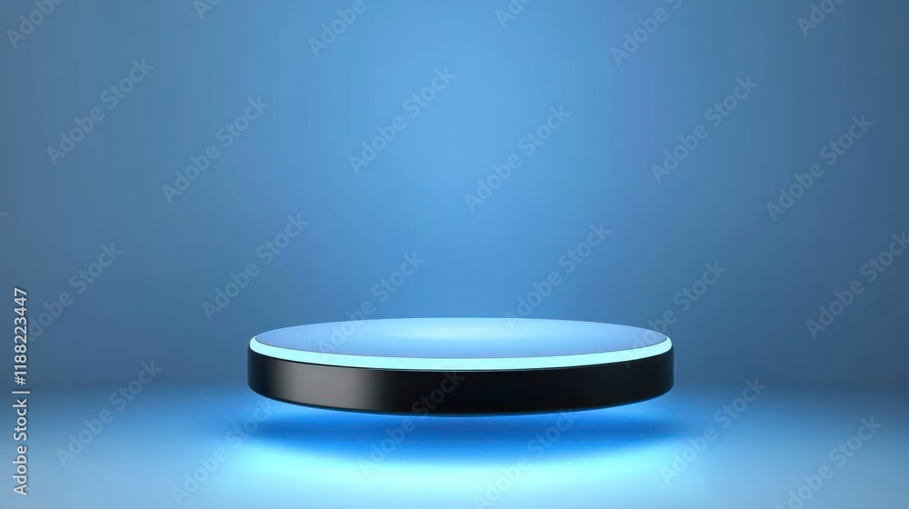 Poster Illuminated Circular Platform Displaying a Product