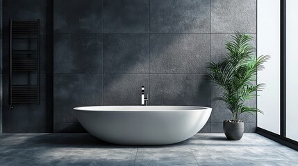 A modern bathroom with sleek design and high-quality fixtures, showing a serene, minimalist space 