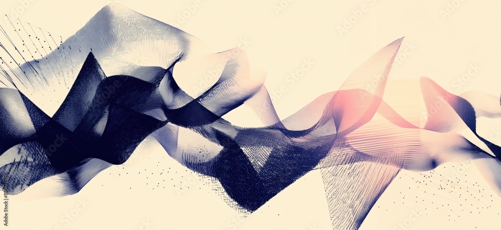 Poster abstract wave patterns with flowing lines and gradients, showcasing dynamic movement and artistic de
