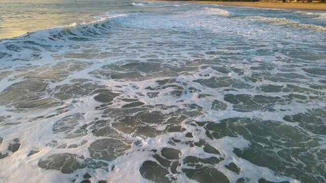 Beautiful beach with white sand turquoise ocean and blue sky with clouds on Sunny day Summer tropica motion move.