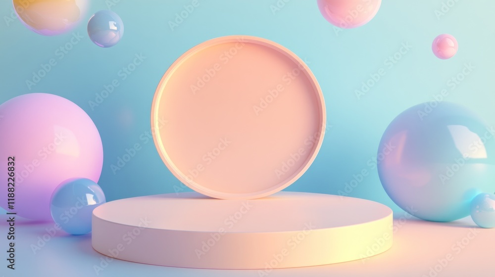 Poster Pastel Sphere Display Platform Background Design