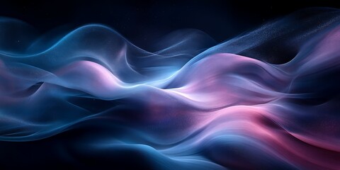 Obraz premium Abstract blue pink waves, dark background, digital art, website design