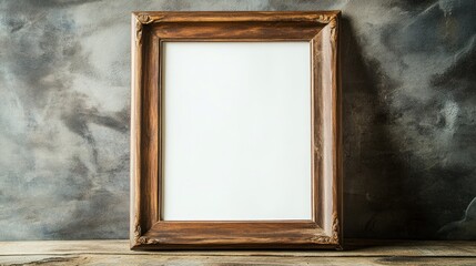 Antique Wooden Frame Against Textured Wall
