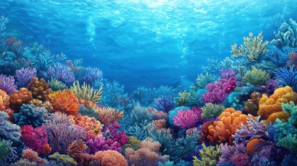 Fototapeta premium Vibrant Underwater Coral Reef Scene with Colorful Marine Life
