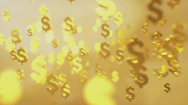Golden dollar signs symbolize wealth and prosperity, evoking feelings of abundance and financial success in world of investment and business, where cash and currency thrive.
