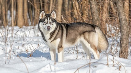 Majestic Siberian Husky in a Winter Wonderland