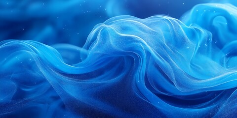 Fototapeta premium Blue fabric waves, abstract background, flowing texture, design element