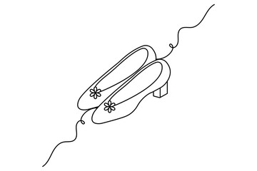Obraz premium Shoe continuous one line drawing on white background 