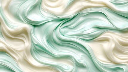 Obraz premium Swirling Creams Pastel Green and White Texture