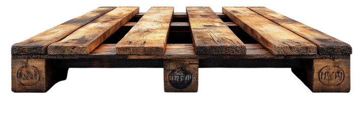 Isolated Wooden Pallet on White Background, Minimalist Design, Emphasizing Texture and Form, Ideal for Modern Interiors