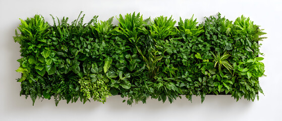 Naklejka premium A vibrant green vertical garden featuring various plants for indoor decor and air purification.