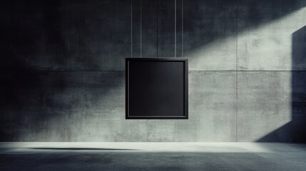 Dark Frame Hanging Against Concrete Wall
