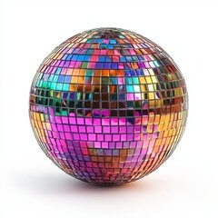 Classic disco ball art isolated on white background contemporary design minimalist style creative concept