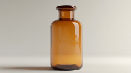 Elegant Amber Glass Bottle on a Soft Light Background