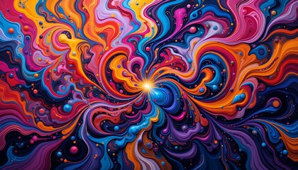Obraz premium A vibrant abstract painting with swirling patterns and a burst of colors
