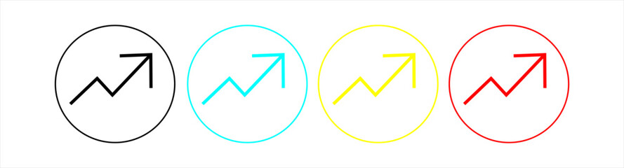 
Growing graph arrow up icons . Increasing growth arrow icons 