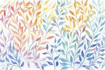 Obraz premium A colorful watercolor illustration of leaves in various hues, creating a vibrant, organic pattern.