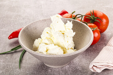 Soft Philadephia cheese in the bowl