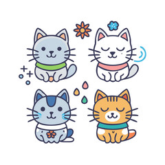 Adorable Cartoon Cats with Scarves – High-Quality Vector for Seasonal Themes