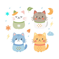 Cute Cat Icon Set – Ideal for Fall, Winter, and Whimsical Projects
