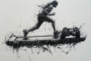 Fototapeta premium The Virtual Treadmill, Internet Gaming Disorder
