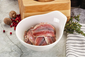 Anchvy canned fish fillet preserve