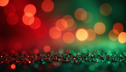 Vintage-inspired red and green glittery background with bokeh-style lights, New Year, Valentine, Christmas