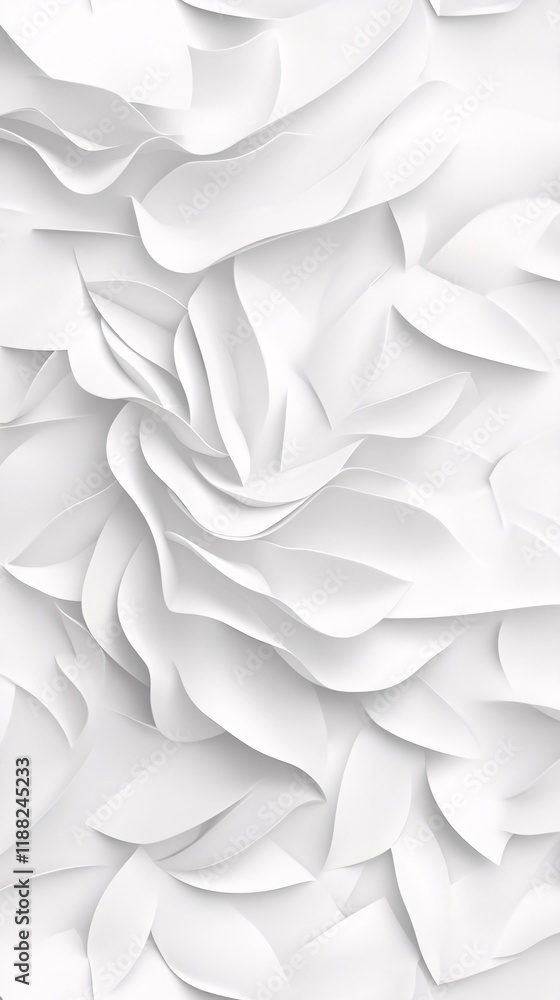 Poster a captivating abstract texture of intertwined white paper layers, creating depth and fluidity.