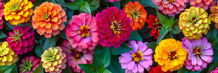 Blooming Splendor: A Stunning Exhibit of JZ Zinnia Flowers Against A Verdant Foliage Backdrop