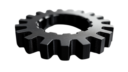 Minimalist gear symbol, monochrome design, sleek lines, modern aesthetic, perfect for tech applications, user interfaces, or branding elements