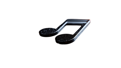 Minimalist music note design, sleek black icon on white backdrop, modern aesthetic, suitable for music-related themes and branding