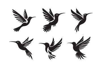 Obraz premium hummingbird Silhouette Vector logo icon isolated on a white background