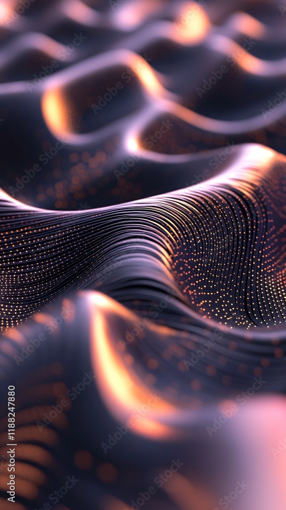 Aufkleber abstract waves of light and color create a mesmerizing visual in shades of purple and gold.