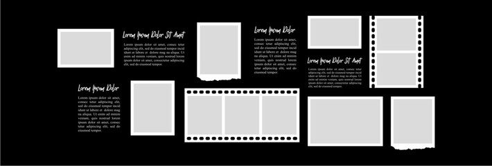 Pictures or photos frame collage layout abstract photo frames and digital photo wall template