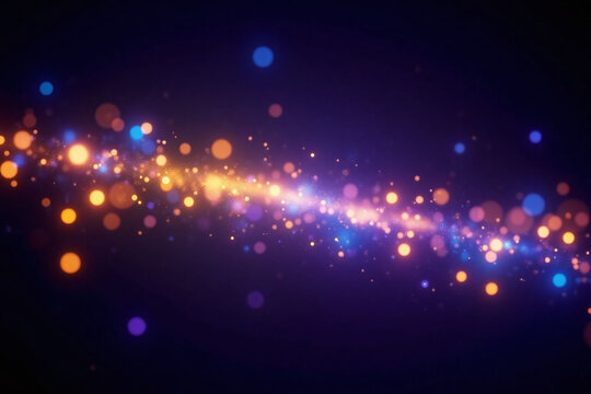 Cosmic scene with glowing spherical bokeh effects