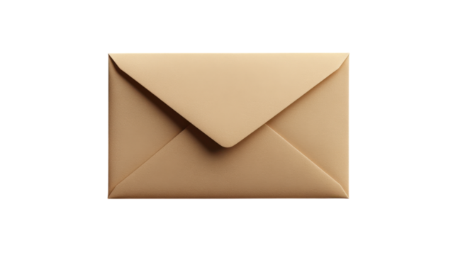 Minimalist Envelope Display, upright envelope against a pristine white background, emphasizing simplicity and elegance in design