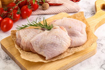 Raw chicken thighs for cooking