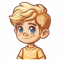 Obraz premium Cute little boy with blond hair and blue eyes. Vector illustration