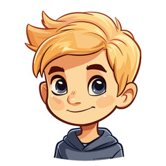 Obraz premium Cute little boy with blond hair and blue eyes. Vector illustration