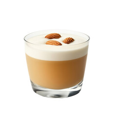 Extreme front view of a perfect looking Almond Whiskey Sour whisky drink isolated on a white transparent background
